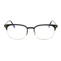 Tom Ford Tom Ford Eyeglasses Browline Full Rim, Matte Gunmetal/Havana Frame and Clear Blue Block Lenses Lens FT5799-B009