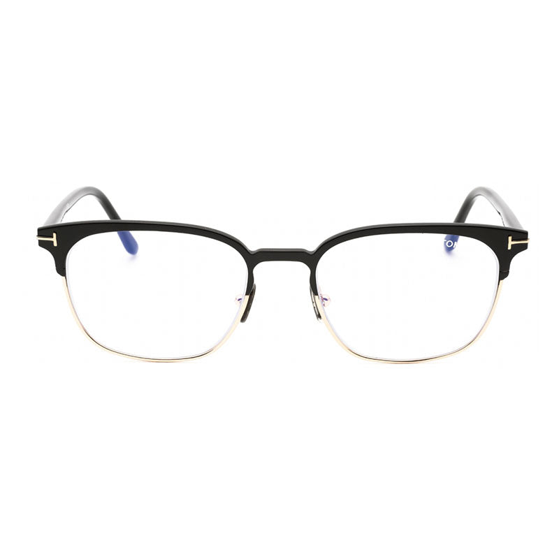 Tom Ford Tom Ford Eyeglasses Browline Full Rim, Matte Gunmetal/Havana Frame and Clear Blue Block Lenses Lens FT5799-B009