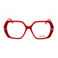 Max Mara Max Mara Eyeglasses Square Full Rim, Shiny Red Frame and Clear Demo Lenses Lens MM5175066