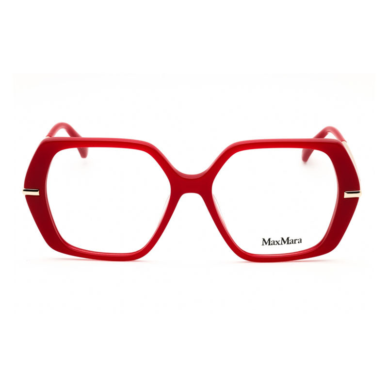 Max Mara Max Mara Eyeglasses Square Full Rim, Shiny Red Frame and Clear Demo Lenses Lens MM5175066