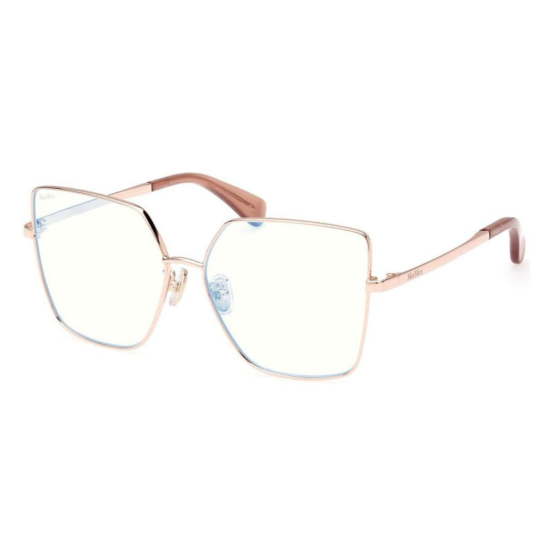 Max Mara Max Mara Eyeglasses Butterfly Full Rim, Black/Gold Frame and Clear/Blue-light Block Lenses Lens MM5073-H-B005