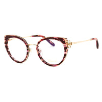 Chopard Eyeglasses Cat Eye Full Rim, Shiny Streaked Burgundy Frame and Clear Demo Lenses Lens VCH367V01G2