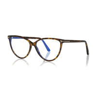 Tom Ford Tom Ford Eyeglasses Round Full Rim, Shiny Transparent Liliac Frame and Clear Demo Lenses Lens FT5743-B078