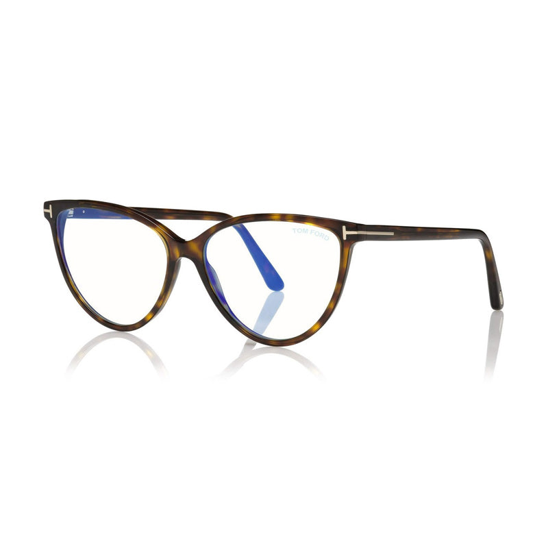 Tom Ford Tom Ford Eyeglasses Round Full Rim, Shiny Transparent Liliac Frame and Clear Demo Lenses Lens FT5743-B078