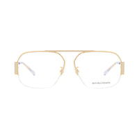 Bottega Veneta Eyeglasses Square Semi Rim, Rose Gold Frame and Clear Demo Lenses Lens BV1067O001