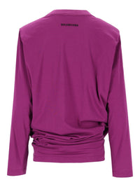 Balenciaga Women Long-Sleeve T-Shirt With Pleat Detail