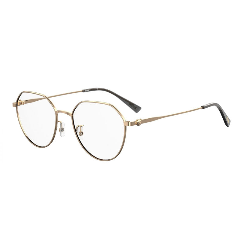 Moschino Eyeglasses Geometric Full Rim, Gold Frame and Clear Demo Lenses Lens MOS564/F0J5G00