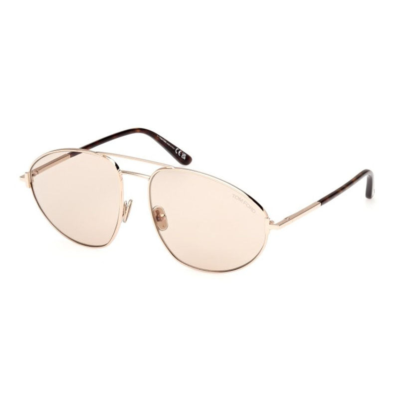 Tom Ford Sunglasses Aviator Full Rim, Shiny Gunmetal Frame and Brown Lens FT109508E