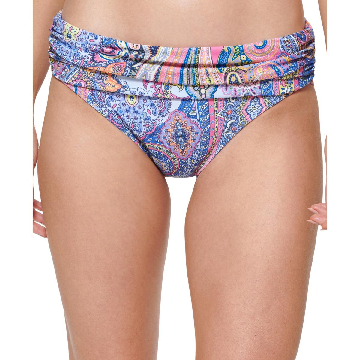 Womens Paisley Print Fold-Over Swim Bottom Separates