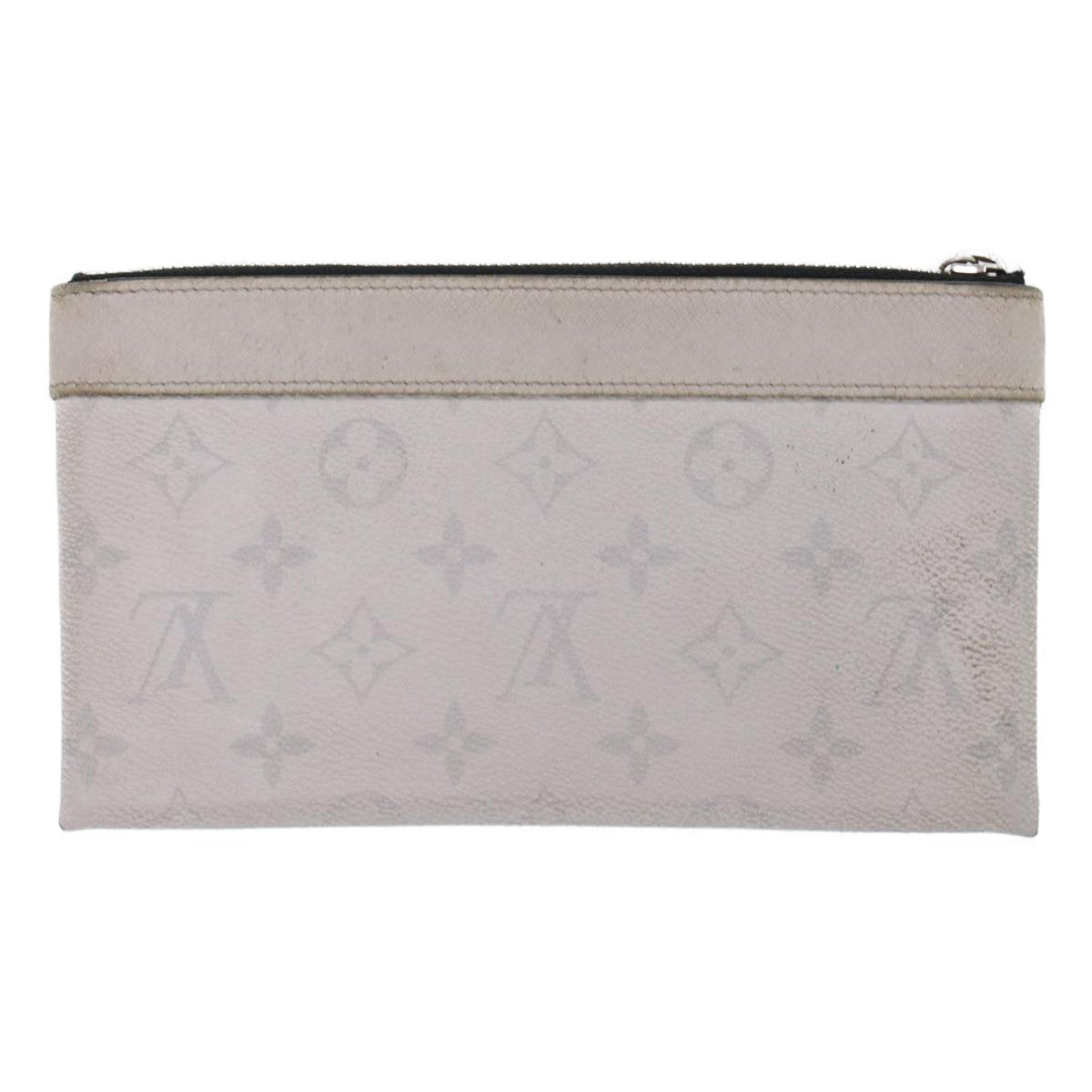 Louis Vuitton Discovery Pochette Monogram Taigarama Gray Leather Clutche & Pouche Bag (Authentic Pre-Loved)