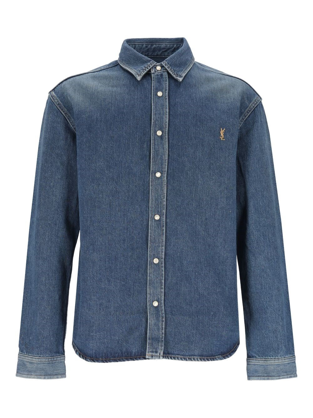 Saint Laurent Men Cassandre Denim Shirt