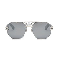 Philipp Plein Sunglasses Aviator Full Rim, Palladium/Grey Havana Frame and Smoke Silver Mirror Lens SPP077V523X