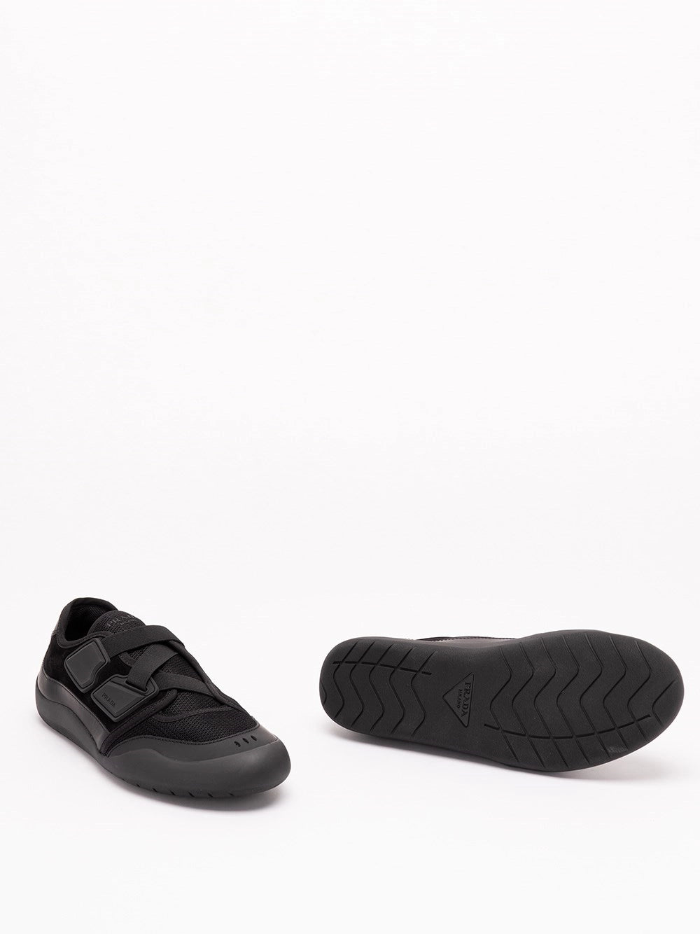Prada Prada Men Speedrock Leather And Mesh Fabric Sneakers