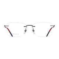 Gucci Eyeglasses Rectangle Rimless, Ruthenium Frame and Clear Demo Lenses Lens GG0399O003