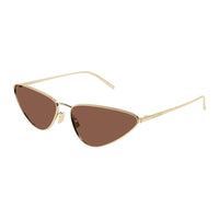 Saint Laurent Sunglasses Cat Eye Full Rim, Gold Frame and Brown Lens SL487003