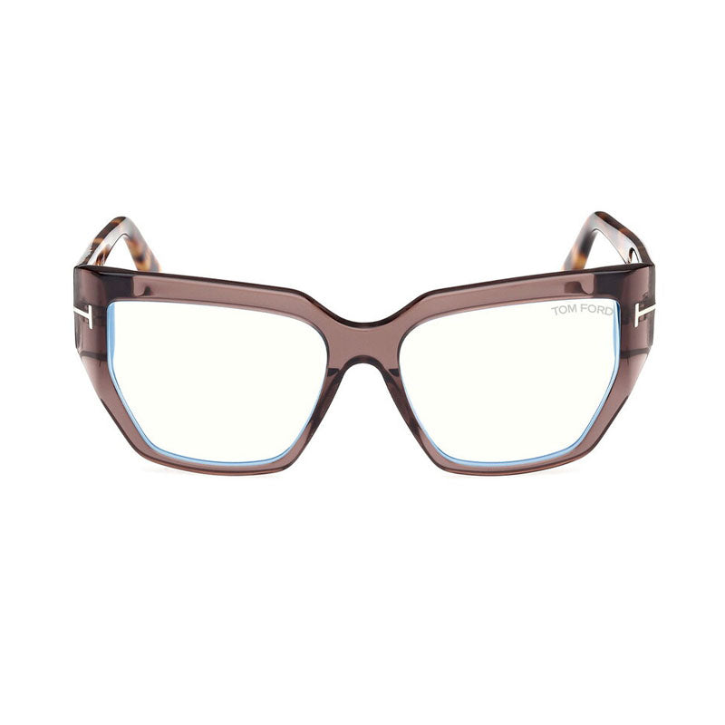 Tom Ford Eyeglasses Square Full Rim, Dark Havana Frame and Clear Blue Light Block Lenses Lens FT5951-B052