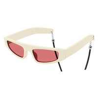 Gucci Sunglasses Cat Eye Full Rim, Shiny Ivory Frame and Red Lens GG1634S005