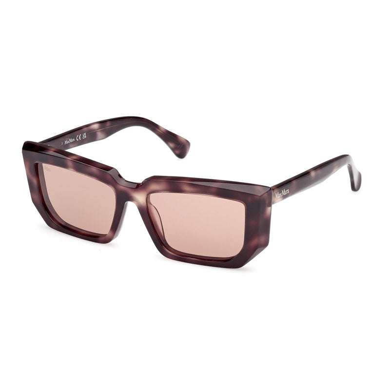 Max Mara Sunglasses Rectangle Full Rim, Colored Havana Frame and Brown Lens MM012655E