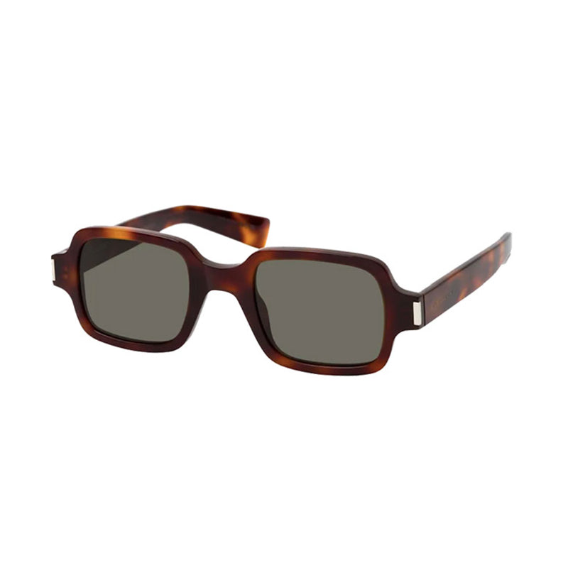 Saint Laurent Sunglasses Square Full Rim, Shiny Black Frame and Grey Lens SL720001
