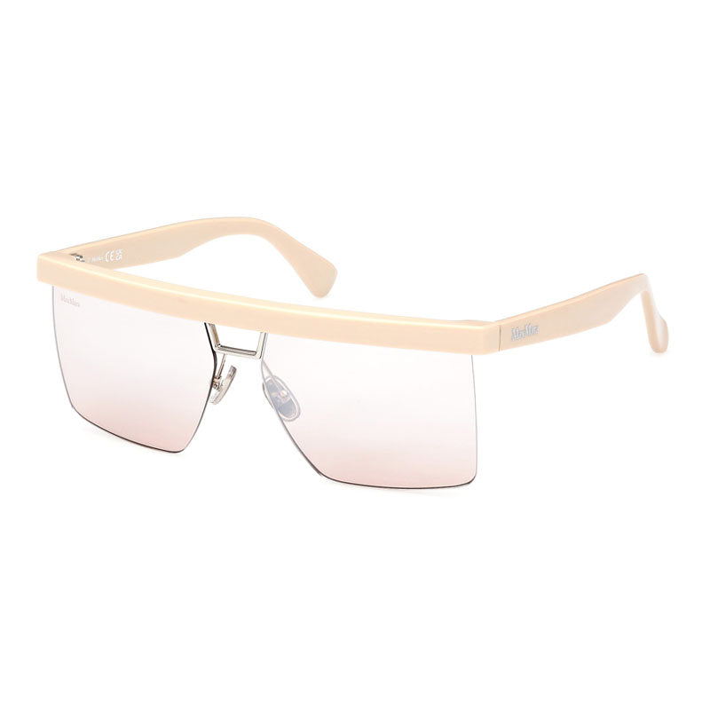Max Mara Max Mara Sunglasses Rectangle Semi Rim, Shiny Black Frame and Smoke Lens MM007201A
