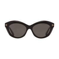 Tom Ford Tom Ford Sunglasses Cat Eye Full Rim, Shiny Black Frame and Smoke Mirror Lens FT111101C