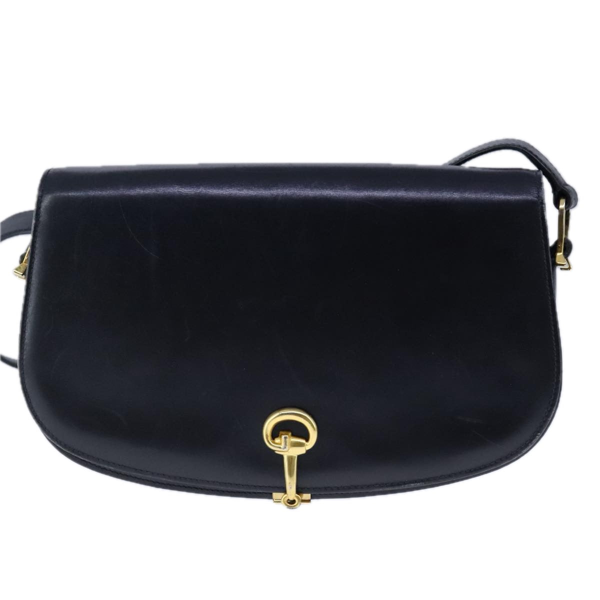 Gucci Horsebit Navy Leather Shoulder Bag (Pre-Owned)