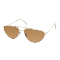 Celine Sunglasses Aviator Full Rim, Shiny Palladium Frame and Smoke Mirror Lens CL40077U16C