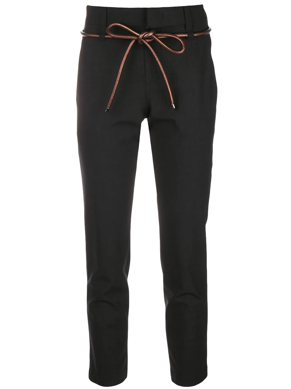 Brunello Cucinelli Smooth Fabric Cropped Tapered Trousers with Drawstring Belt