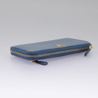 Prada Saffiano Blue Leather Wallet (Pre-Owned)