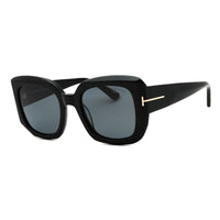 Tom Ford Tom Ford Sunglasses Square Full Rim, Shiny Black Frame and Smoke Polarized Lens FT122001D
