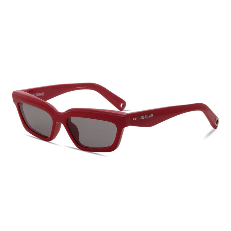 Jacquemus Sunglasses Rectangle Full Rim, Shiny Black Frame and Grey Lens JAC/62C1