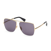 Max Mara Max Mara Sunglasses Aviator Semi Rim, Shiny Deep Gold Frame and Smoke Lens MM012130A