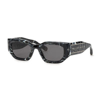 Philipp Plein Sunglasses Geometric Full Rim, Marbled Black Frame and Grey Lens SPP066M0Z21
