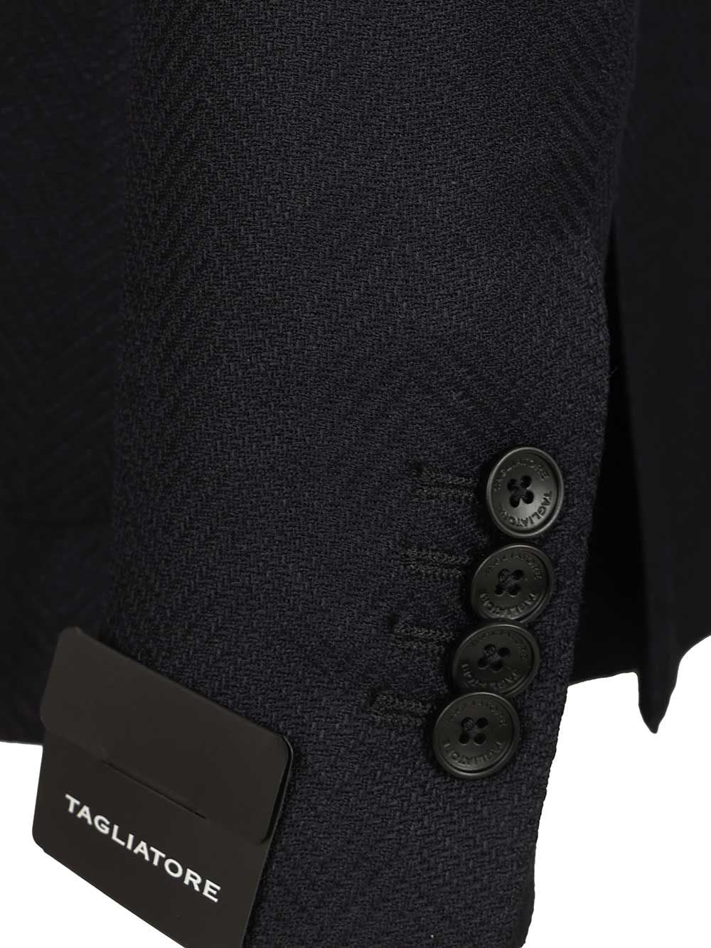 Tagliatore Tagliatore Men Double-Breasted Herringbone Fabric Blazer