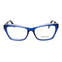Salvatore Ferragamo Eyeglasses Cat Eye Full Rim, Blue/Grey Frame and Clear Demo Lenses Lens SF2951LB435
