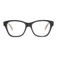 Alexander McQueen Eyeglasses Square Full Rim, Shiny Black Frame and Clear Demo Lens Lens AM0306O001