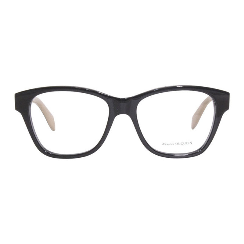 Alexander McQueen Eyeglasses Square Full Rim, Shiny Black Frame and Clear Demo Lens Lens AM0306O001