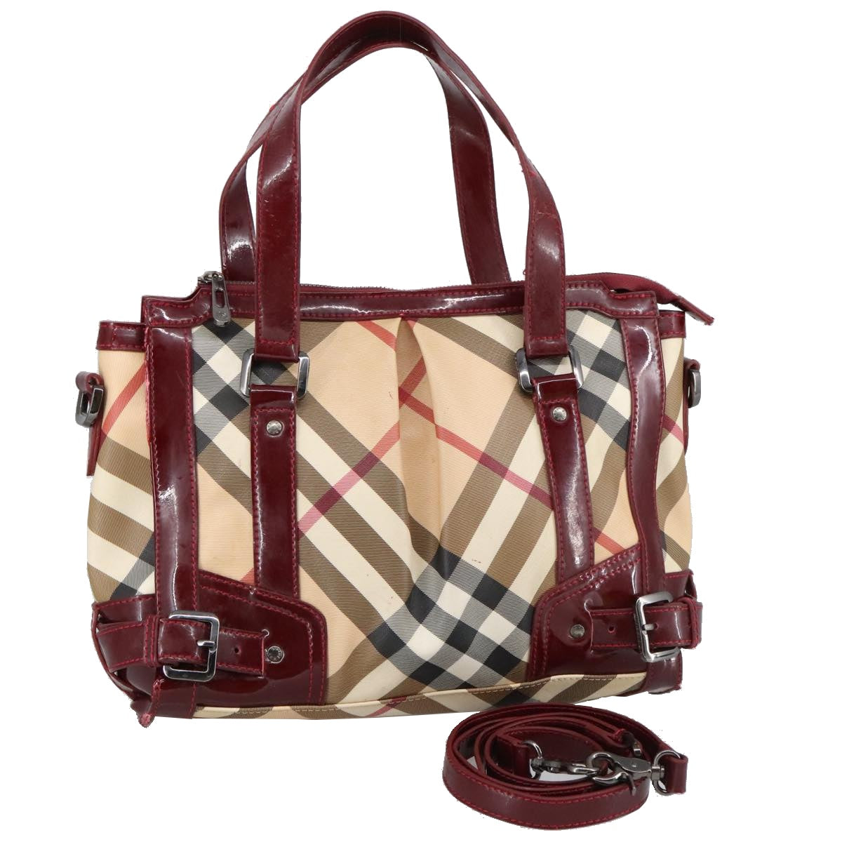 Burberry Nova Check Beige Canvas Handbag (Pre-Owned)