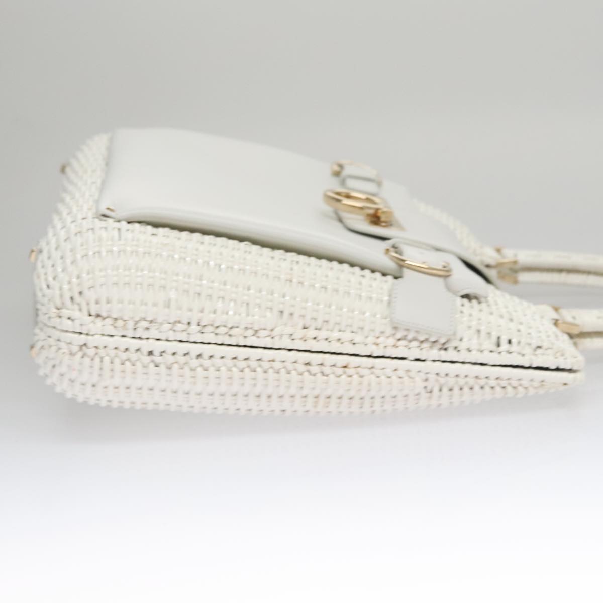 Salvatore Ferragamo Gancini White Patent Leather Handbag (Pre-Owned)