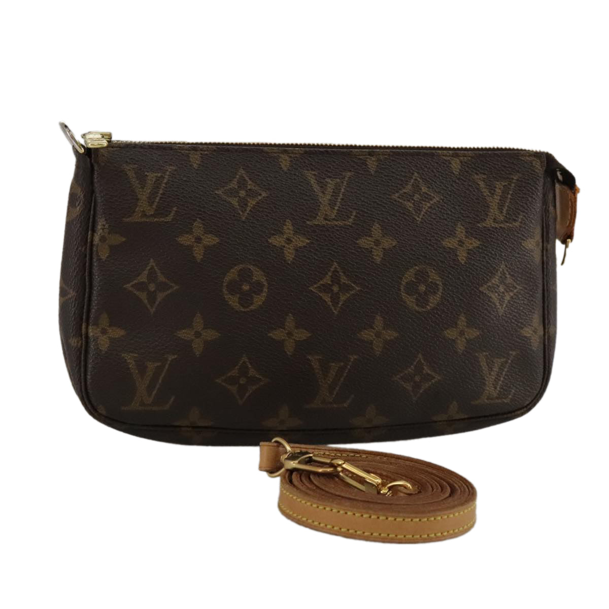 Louis Vuitton Pochette Accessoire Brown Canvas Clutch Bag (Pre-Owned)