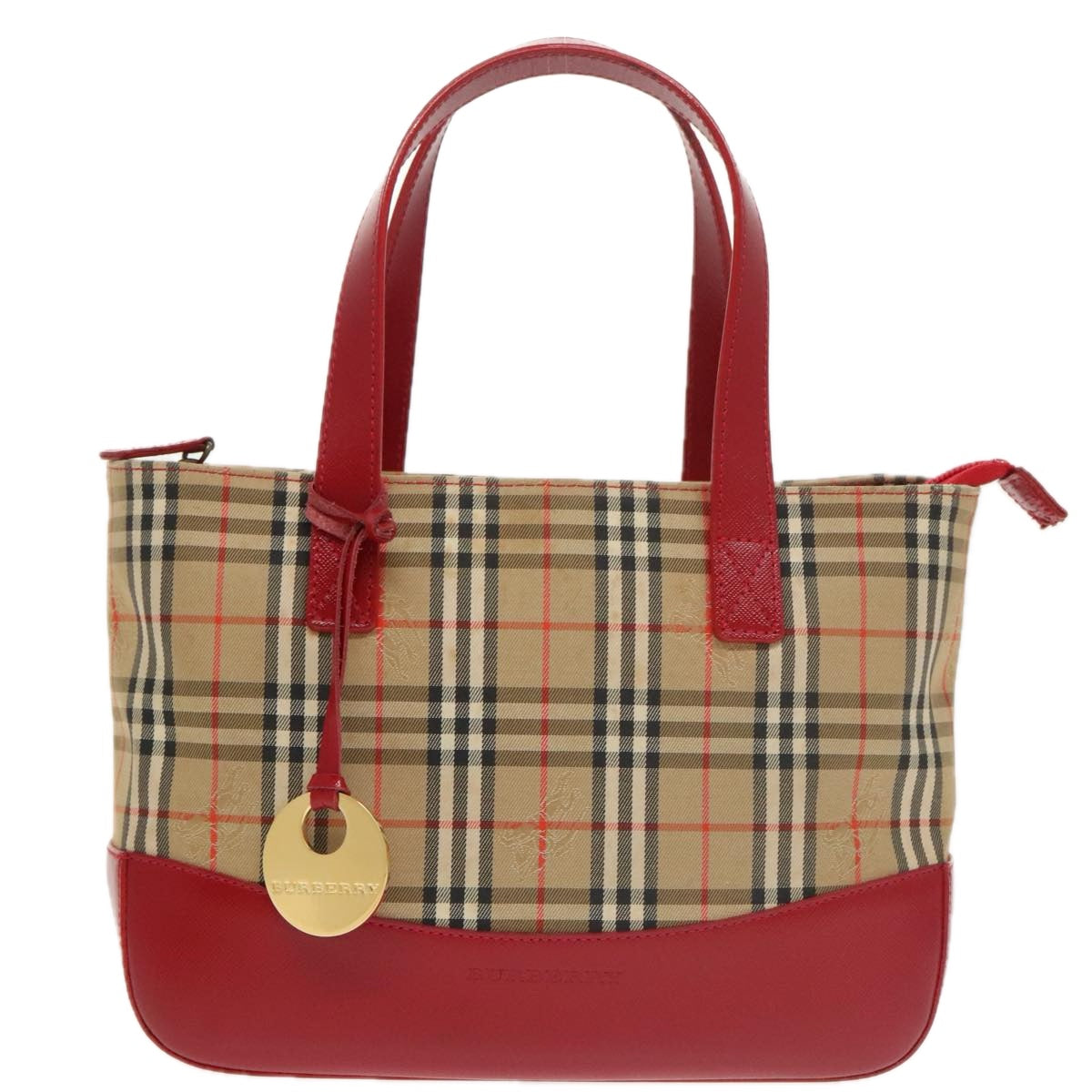 Burberry Nova Check Beige Canvas Handbag (Pre-Owned)