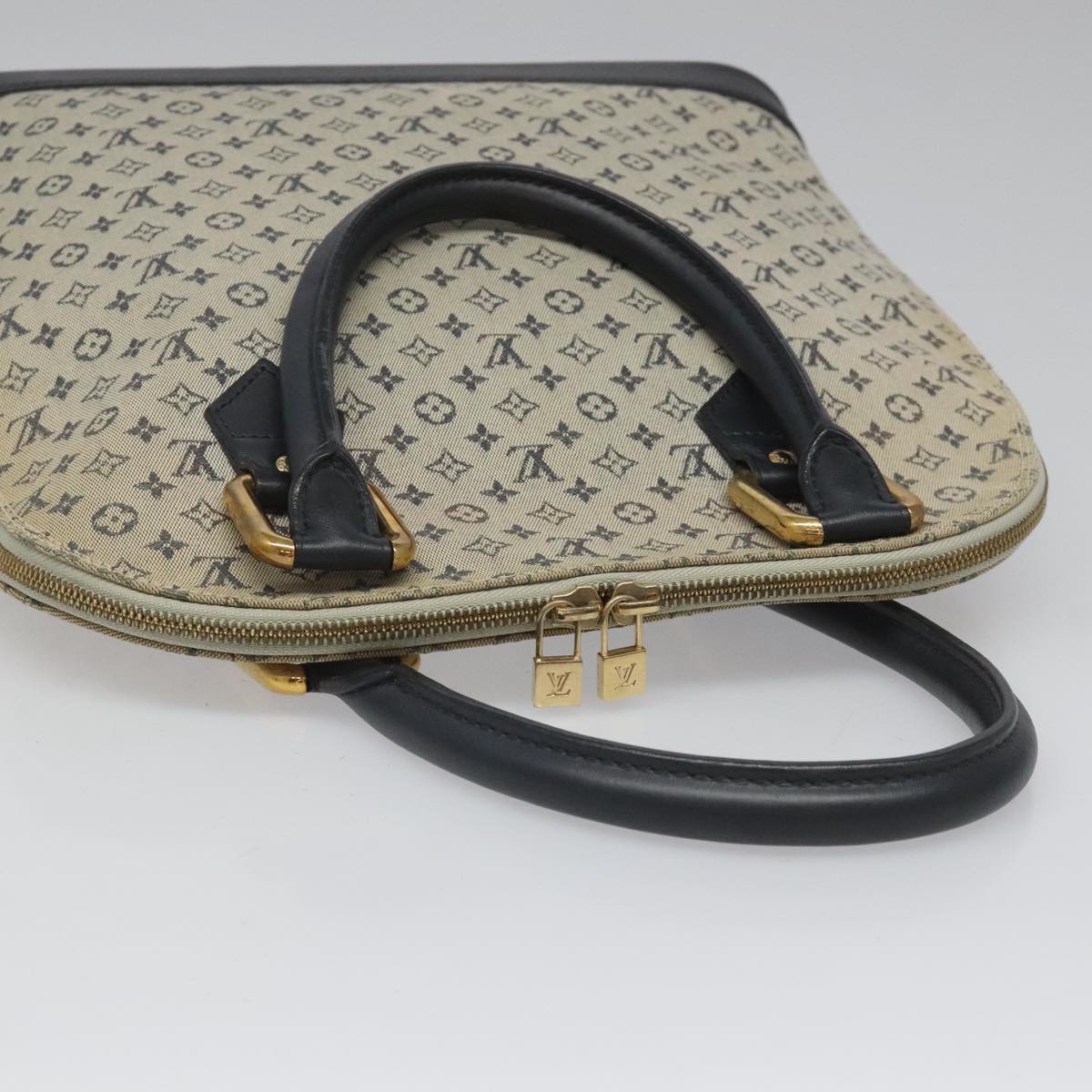 Louis Vuitton Alma Mini Blue Canvas Handbag (Pre-Owned)