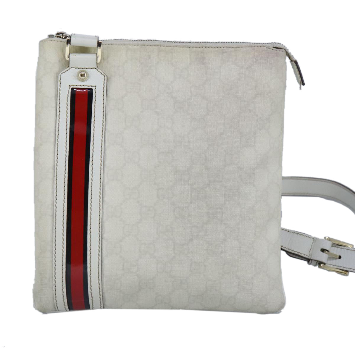 Gucci Ophidia White Canvas Shoulder Bag (Pre-Owned)