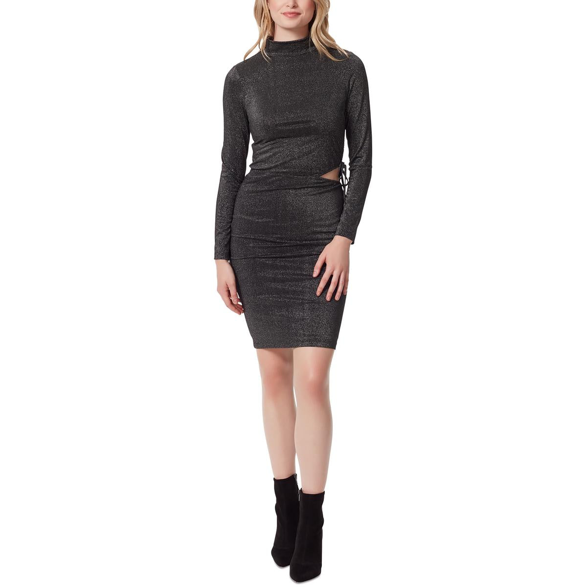 Etta Womens Metallic Cut-Out Sheath Dress