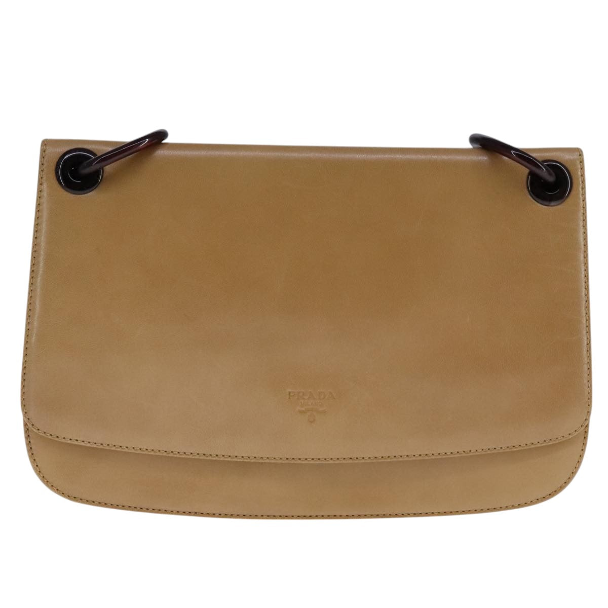 Prada Beige Leather Shoulder Bag (Pre-Owned)