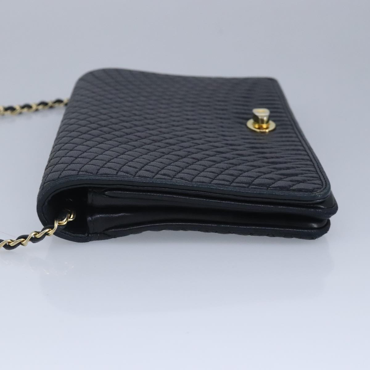 Bally Quilted Navy Leather Shoulder Bag (Pre-Owned)