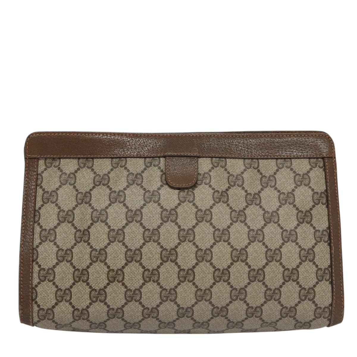 Gucci Sherry Beige Canvas Clutch Bag (Pre-Owned)