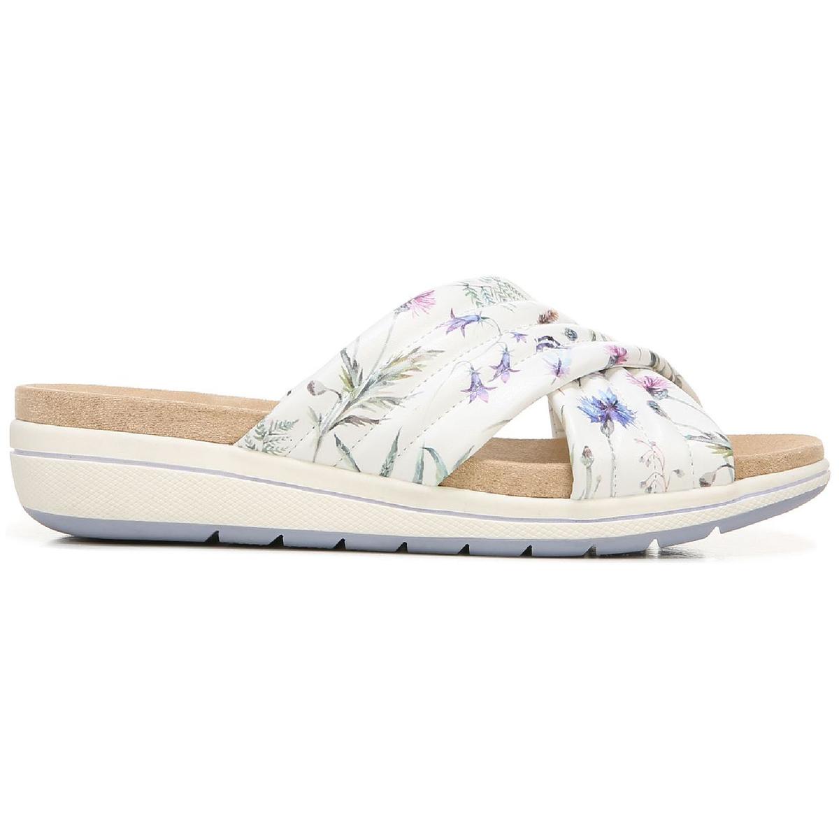Panama Womens Faux Leather Slip On Wedge Sandals