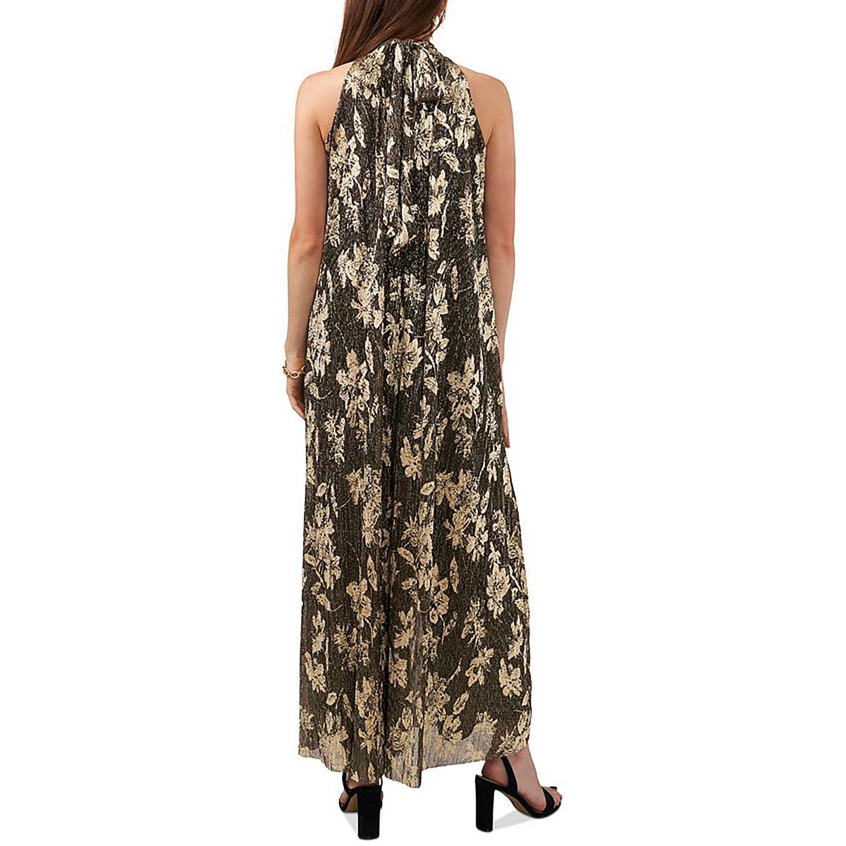 Petites Womens Metallic Sleeveless Jumpsuit
