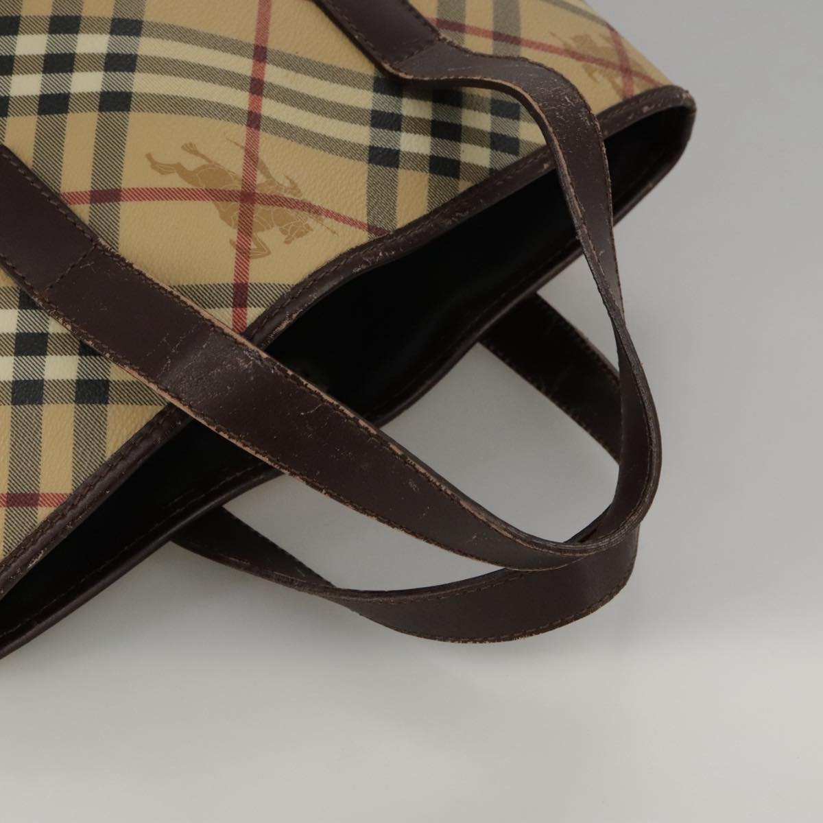 Burberry Nova Check Beige Canvas Handbag (Pre-Owned)